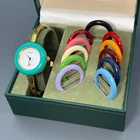 [Near MINT] Gucci Change Bezel 11/12 Gold White Dial 12 Colors Watch Box Working