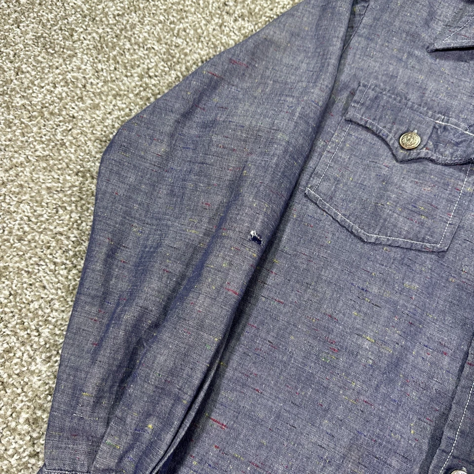 70-е jc penny rainbow шамбре кинжал воротник механик рубашка Med рокабилли богемное - Изображение 4 из 4