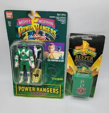Mighty Morphin Power Rangers Green Ranger Tommy Figure and Green Beeper