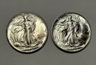 1942 BU WALKING LIBERTY HALF DOLLAR LOT / 2 COINS