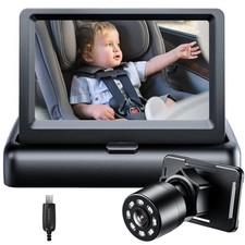 Baby Car Mirror Rear Facing Seat Infant Monitor 1080P USB Easy Install