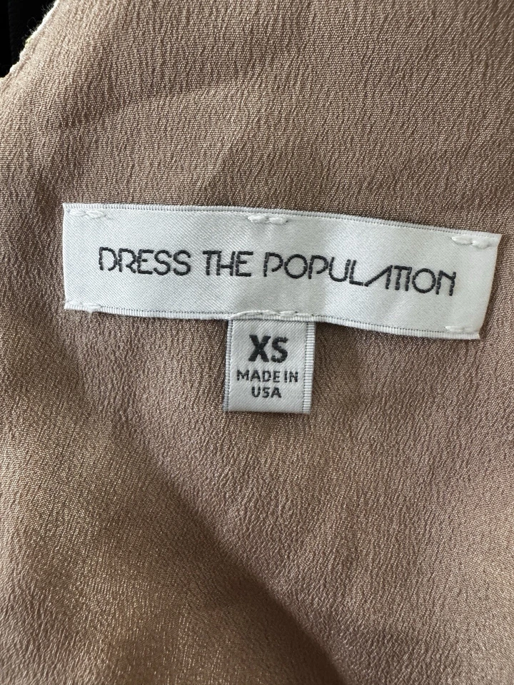 Vestido HoCo The Population para mujer con detalle de encaje nuevo con etiquetas talla XS dorado crema” Foto 3 de 3