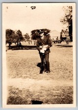 Vtg B W Snapshot Soldier In Uniform Outdoors 1940s