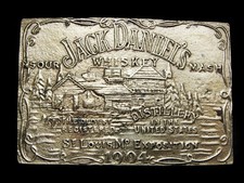 NB15159 VINTAGE 1970s  JACK DANIEL'S WHISKEY  SOLID BRASS BOOZE BELT BUCKLE