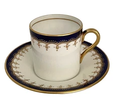 Vtg Aynsley Demitasse Tea Cup & Saucer Cobalt blue Gold Bone China England
