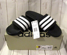 ADIDAS Adilette Comfort Unisex Black White Stripe Slides Mens 10 Womens 11 NIB