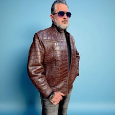 Men's Alligator Leather Bomber Jacket – Handmade Luxury Outerwear