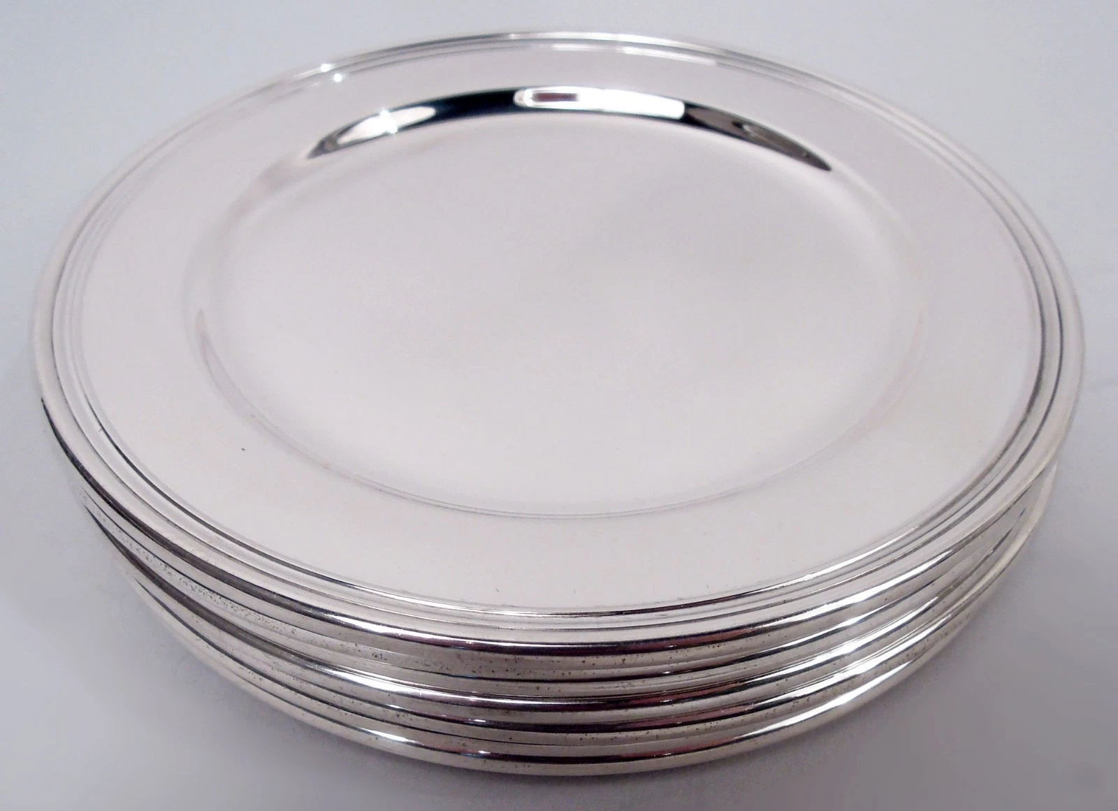 Cartier — Cartier Plates 900 Art Deco Modern Bread Butter Side American Sterling Silver