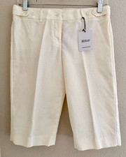 Express Editor City Shorts Women 2 Ivory Textured Cotton Career Dress Shorts NWT