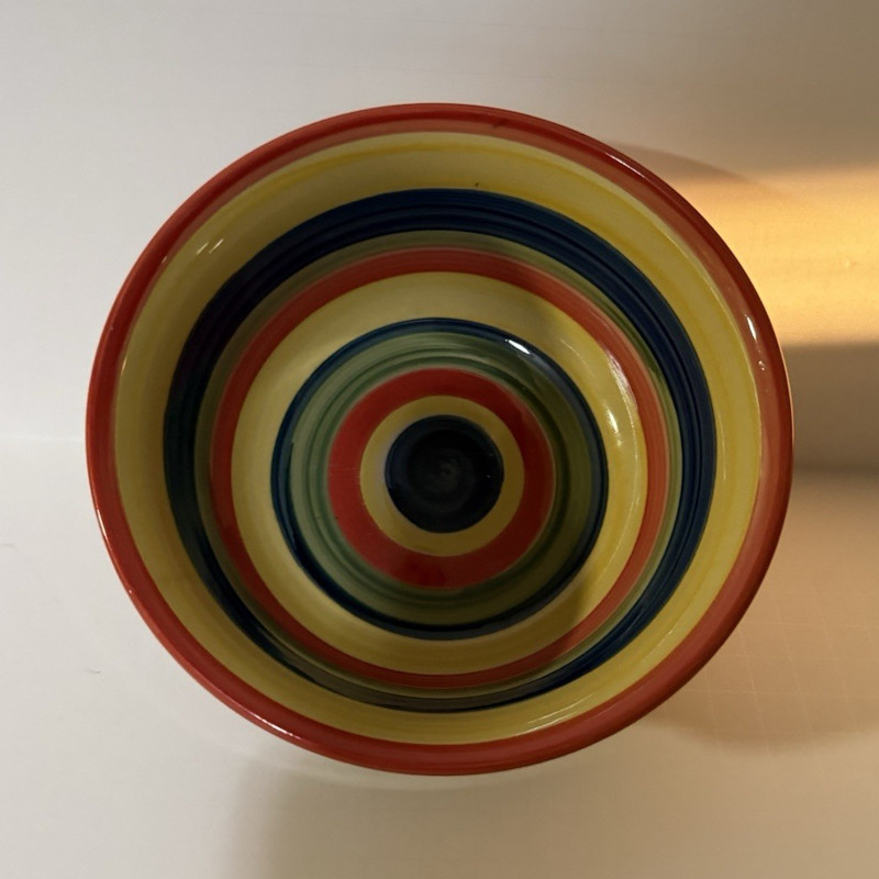 Swirl DecorativeBowl 7in Multicolor Striped Ceramic, Microwave & Dishwasher Safe