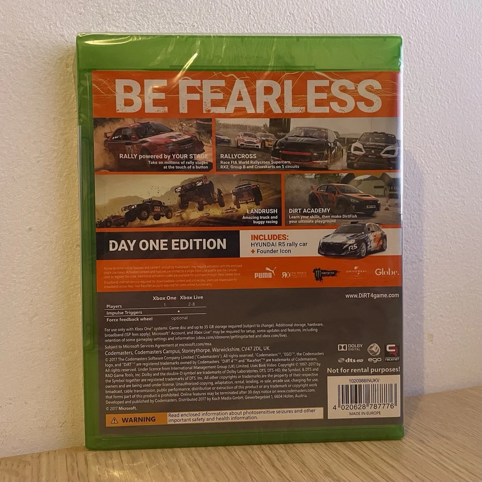 DiRT 4 - Day One Edition (Xbox One) [NEW & SEALED] 🚚📦 **CHEAP PRICE** Racing - Image 3 of 4