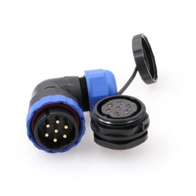 Industrial Threaded Plastic Connector Multiple Cores 2 3 7 9 14 19pin Right Angl