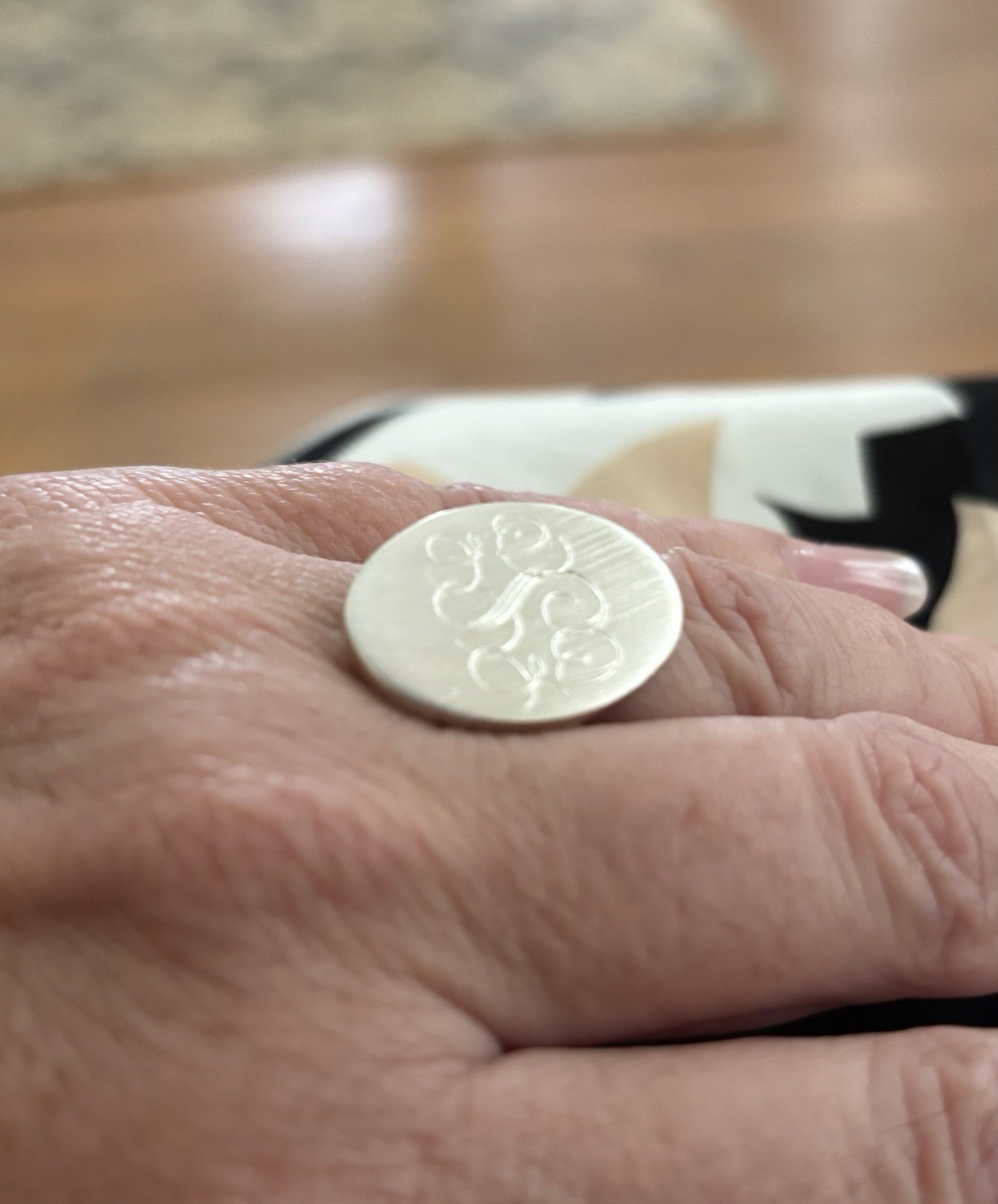 Sterling Silver Initial Ring 6.5 - image 2