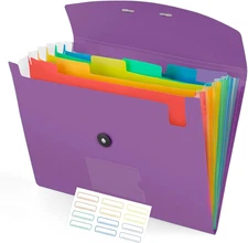 Accordion File Organizer, 7 Pockets Expanding File Folder with Labels, A4/Letter