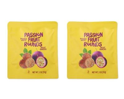 2X Pack Trader Joe's Passion Fruit Rounds 2 oz. each bag