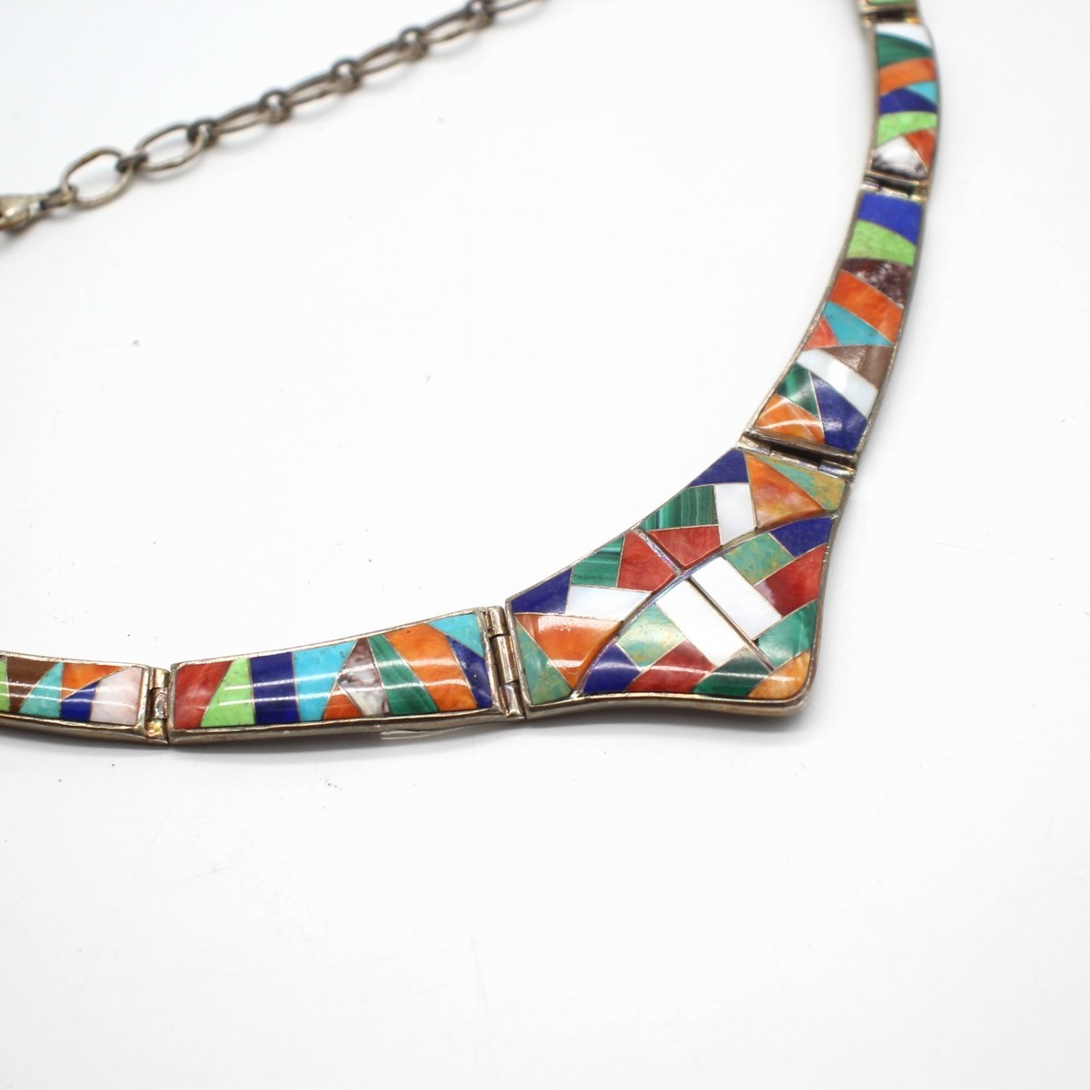 Native American Sterling Multi-Color Inlay Necklace & Bracelet Lot of 2 SW-387 View 6