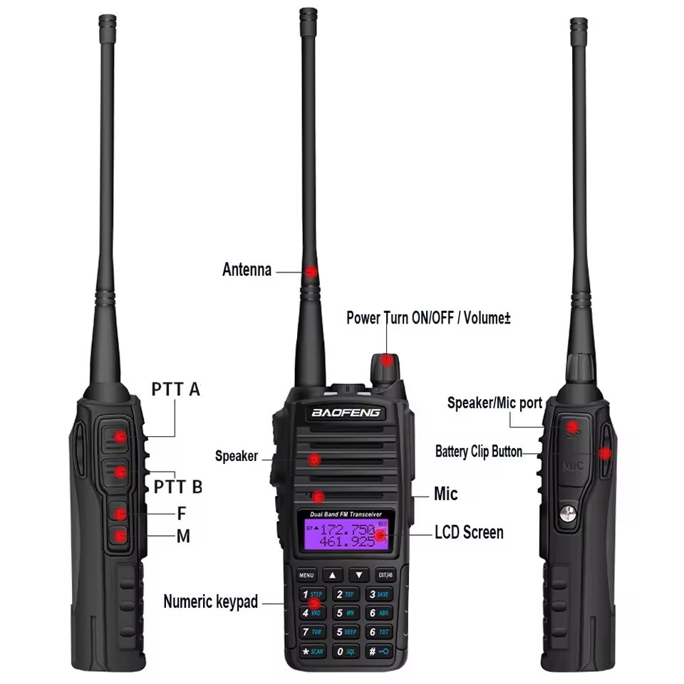BaoFeng UV-82 5W Walkie Talkie VHF UHF 144/430MHz Dual Display CTCSS ...