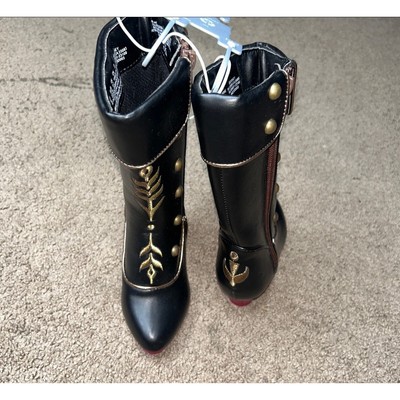 NWT Disney Frozen II Ana Black Full Zip Gold Stud Costume Boots Toddler 7/8 