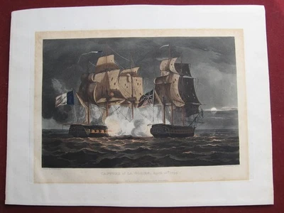 T Sutherland: Einnahme La Gloire 1816/Capture Napoleon Print Aquatinta Whitcombe - Bild 1 von 4