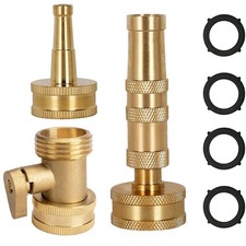 Heavy-Duty Brass Garden Hose Nozzle High Pressure 3 Pack Set with Adjustable ...
