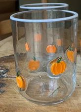 Anthropologie Clear Pumpkin  Icon Juice Glass - New- Each Sold Separately