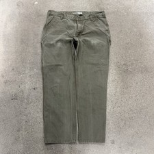 Carhartt Pants Mens Green Carpenter Relaxed Fit Canvas Utility Work Sz 40x32