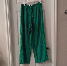 Zara Women's Green Wide-Leg Pants Drawstring Elastic Waist Casual