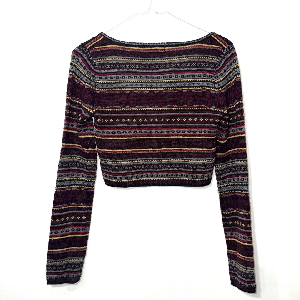 Vintage 90's Y2K Betsey Johnson Cropped Corset Beaded Sweater - Multi Stripe  - Image 2 of 4