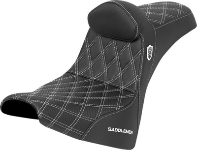 SADDLEMEN Pro Series SDC Performance Seat - w/ Backrest - White Stitch - Gripper