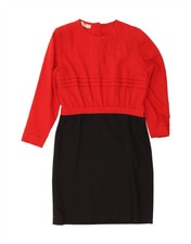 VALENTINO Womens 3/4 Sleeve Sheath Dress UK 14 Medium Red Colourblock DN20