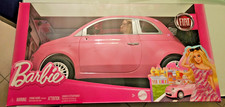 NRFB doll box Barbie & her car Fiat 500 pink convertible HRG59