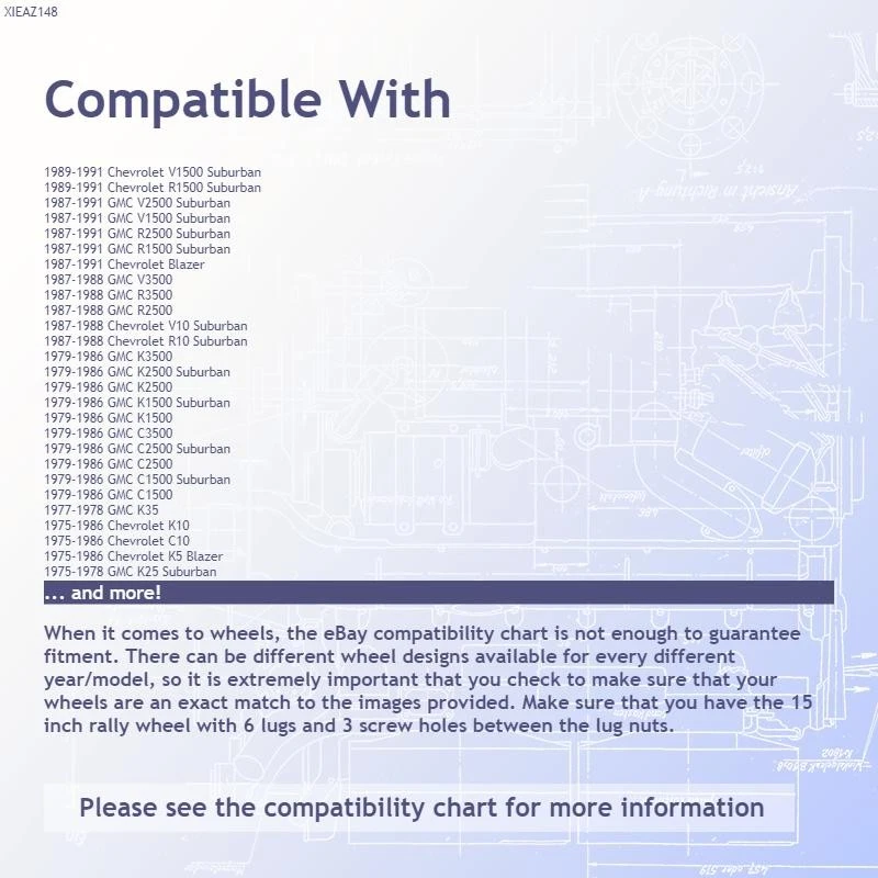 CHEVY GMC 4x4 6 Lug 15x8 15' TRUCK RALLY Wheel Center hubcaps Bolt On Hubs 4wd - Image 3 of 4