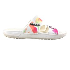 Crocs Men's Size 11 Classic White Multi Tie Dye Open Toe Dual Strap Slide Sandal