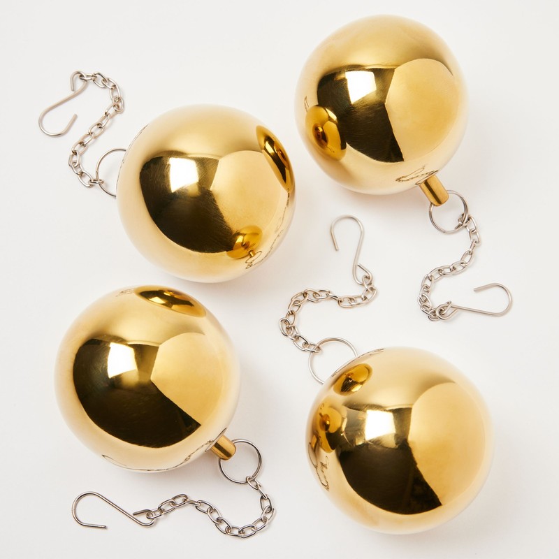 4PC Christmas Ornaments Set 3” Brass Shatterproof Ornaments for Tree
