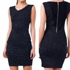 Alice + Olivia Women's Sleeveless Navy Blue Bodycon Glitter Shift Dress Size 4