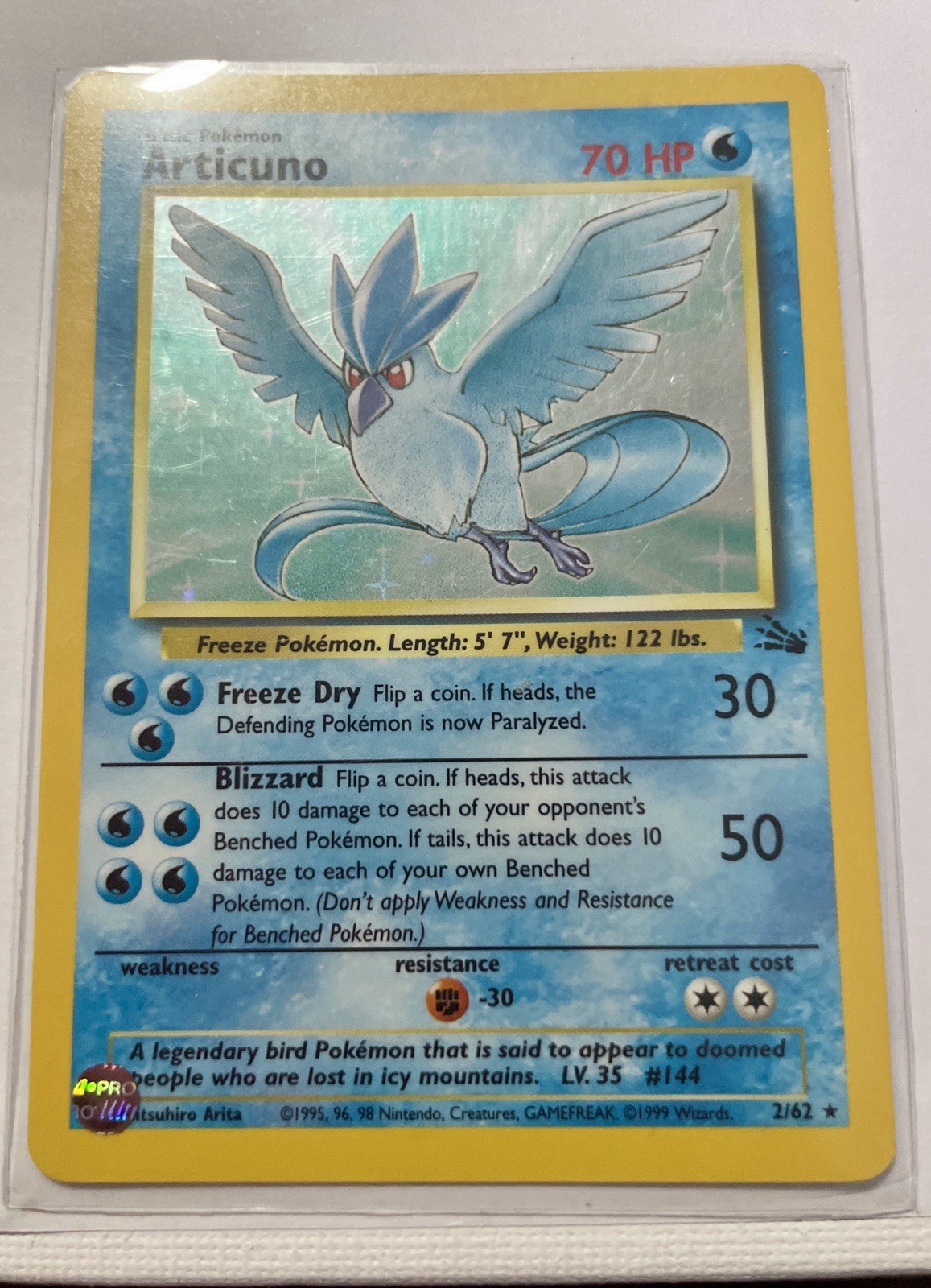 Articuno Fossil Set 1999 Holographic (#2/62) WOTC rare