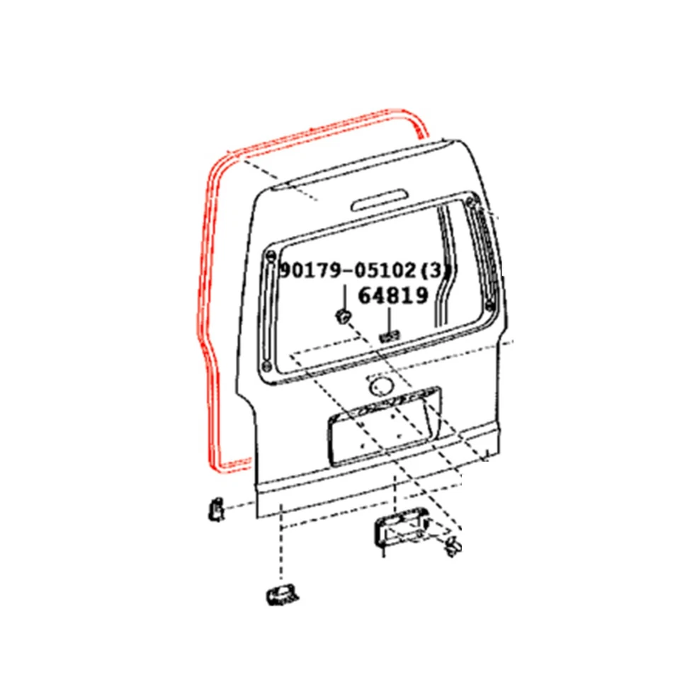 Подходит для Toyota Hiace TRH221 226 TRH229 05–14 годов выпуска резиновая уплотнительная полоска для крышки багажника высокая крыша - Изображение 4 из 4