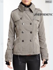 Thumb Hole Sweater Sleeve Collar Silver Grey Windbreaker Jacket $235