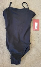 Mirella Classic Camisole Leotard Scoop Front V-Back Dance Black Women's Size S