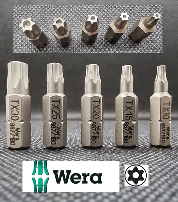 5-tlg Wera Sicherheits Bits Torx mit Loch Satz Set TX-BO 10 15 20 25 30 x 25mm