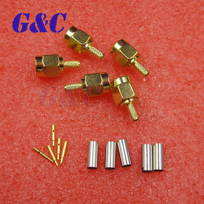 5pcs Universal Connector SMA Male Plug Crimp RG174/316 Cable Connector