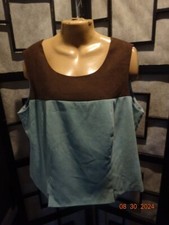 Dressbarn Women Color Block Tank Top Sleeveless Brown/Mint Green Sz 18W Pullover