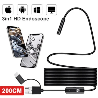 OIIWAK USB Type C Endoscope Borescope Snake Inspection Camera 3 in 1 for Phone Android