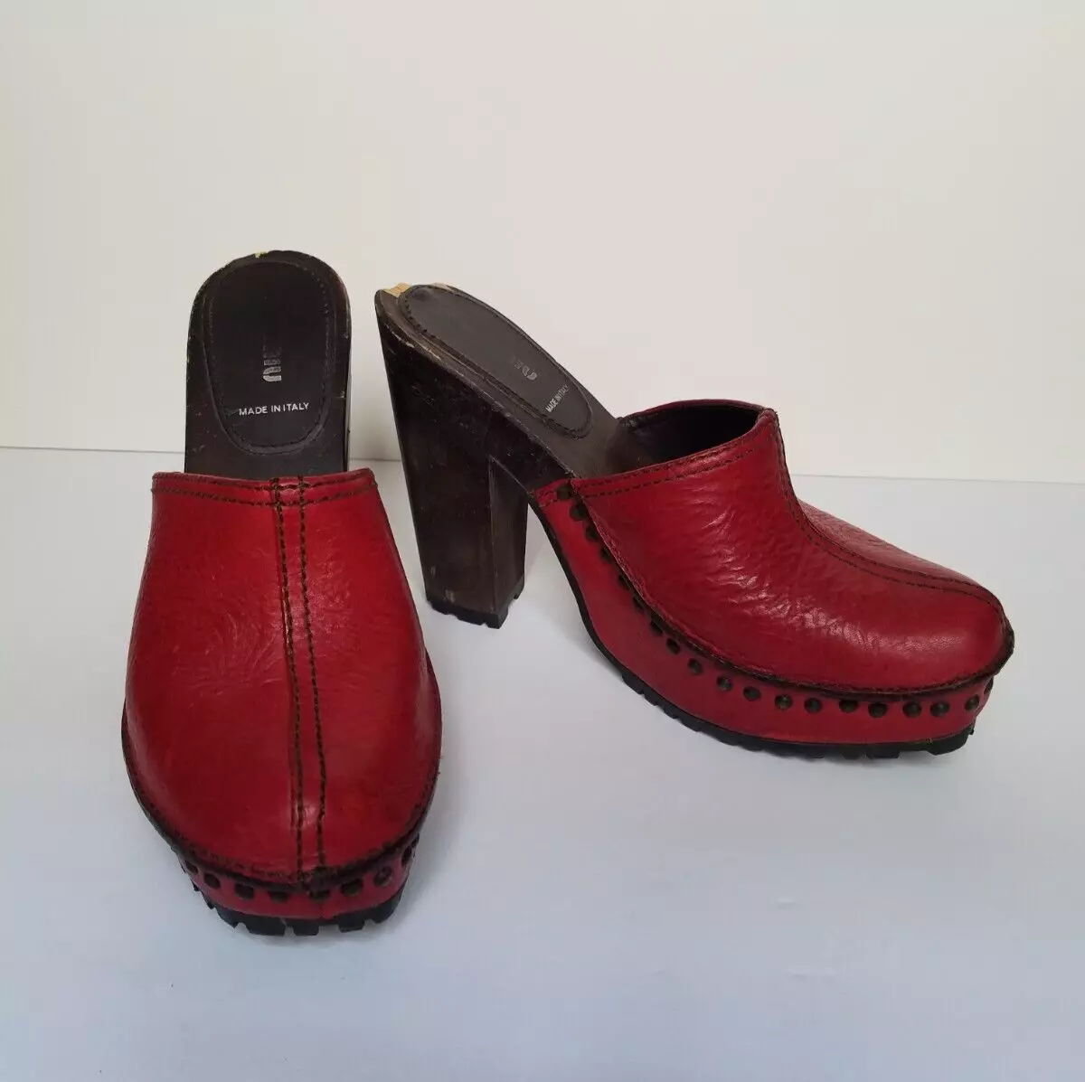 Red wooden heels sale