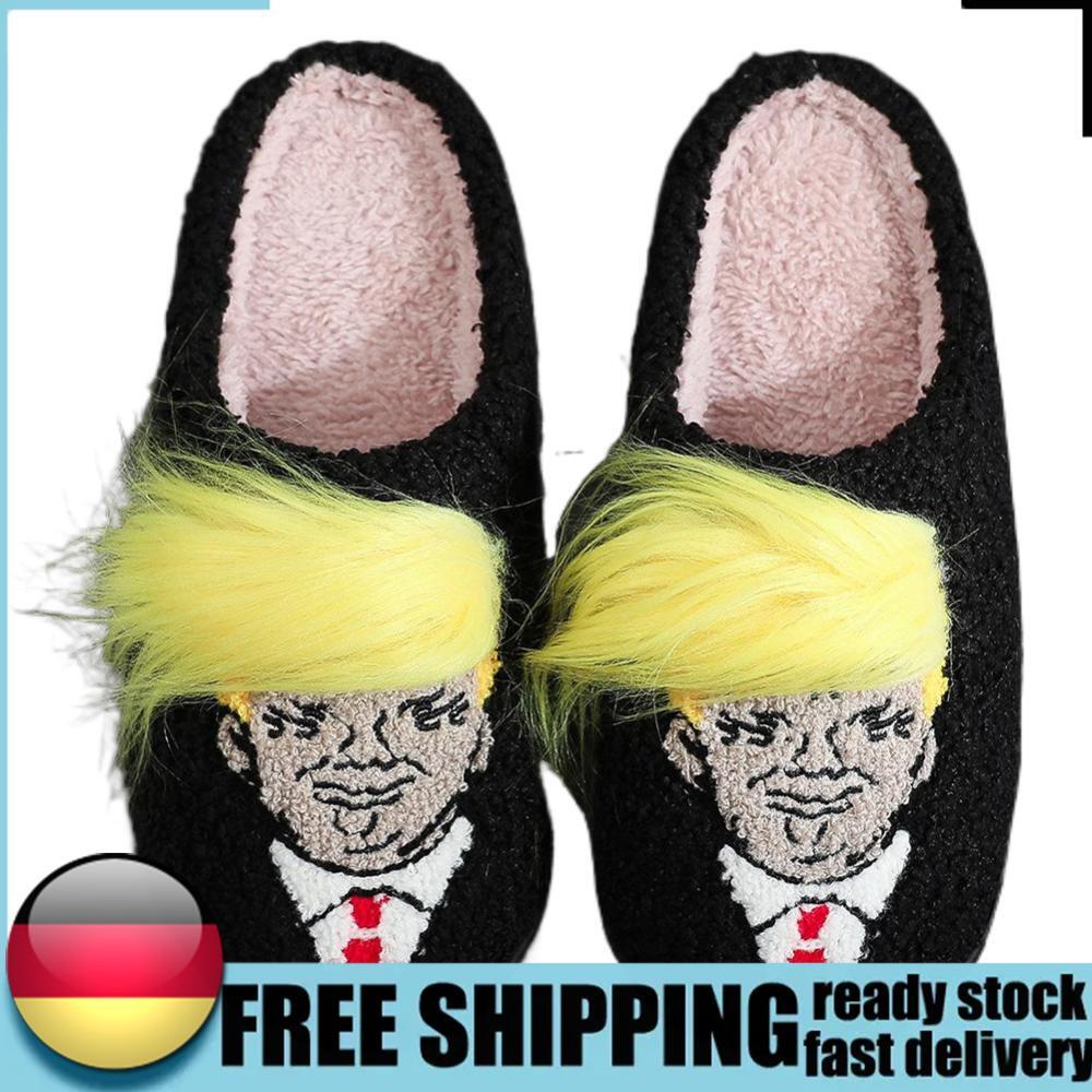 APL Peluche Trump Parrucca Pantofole Soffici Casa Pantofole Comode Antiscivolo per Uomo Donna