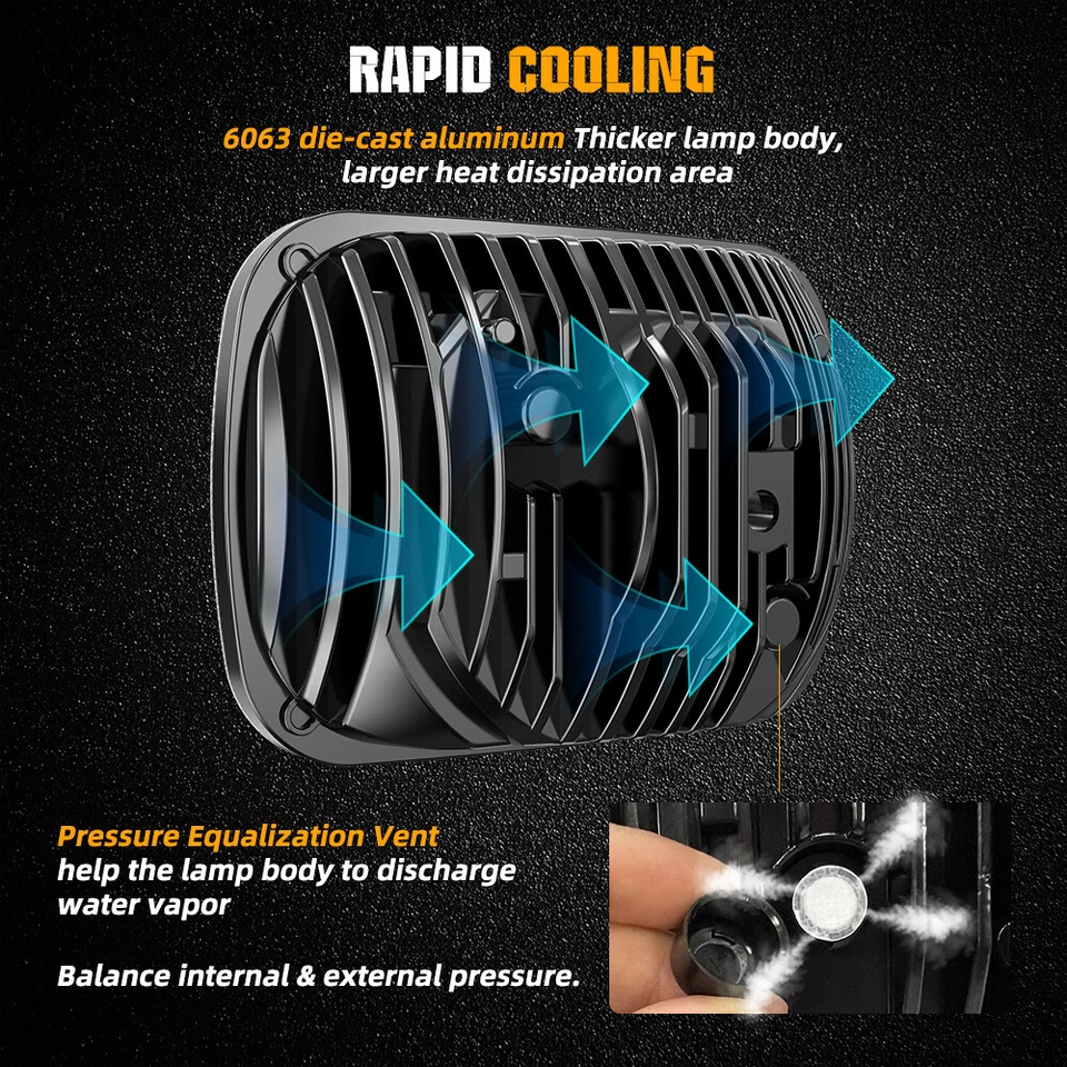 Faro LED 5x7" 7x6 pulgadas haz Z para Dodge Ramcharger 1981-1993 W100 W150 W250 Foto 4 de 4