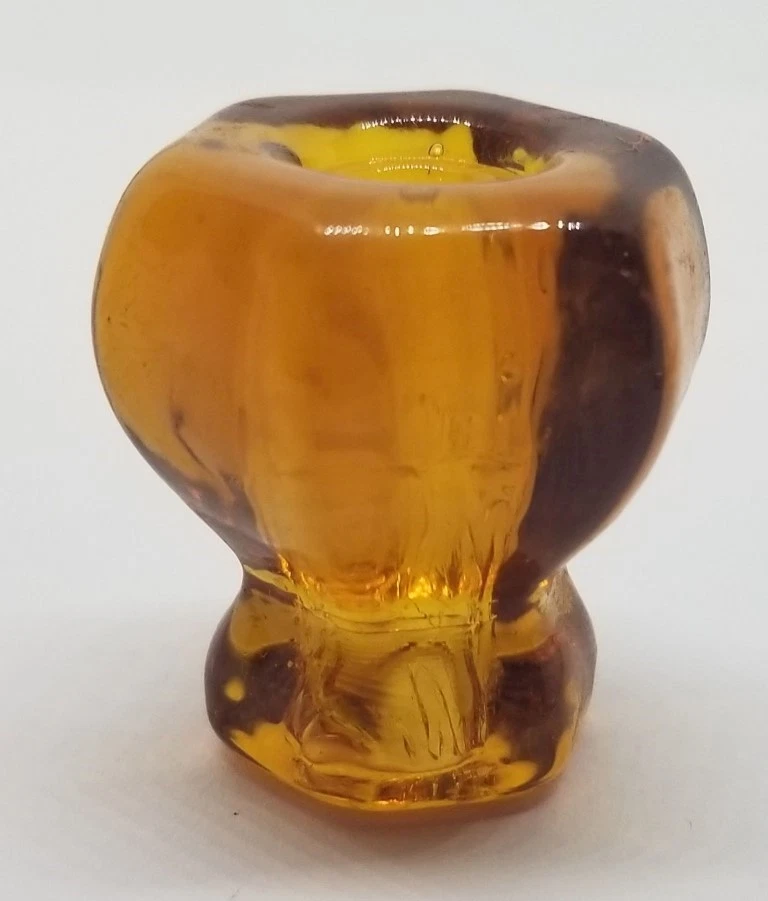 1" AMBER Hexagonal Glass Knob orange flame honey brown Hexagon antique vintage - Image 2 of 4