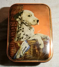 VINTAGE EDWARD SHARP & SONS TOFFEE MADE IN ENGLAND TIN w/ DALMATION PUPPY FRONT