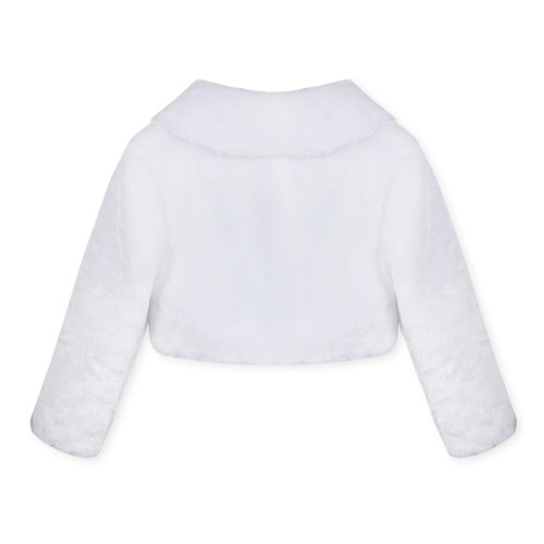 Girls Faux Fur Long Sleeve Jacket Coat Wedding Shawl Bolero Shrug Winter Outwear - Picture 7 of 30