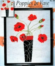 Design Works Counted Cross Stitch Kit POPPIES IN VASE #2436
